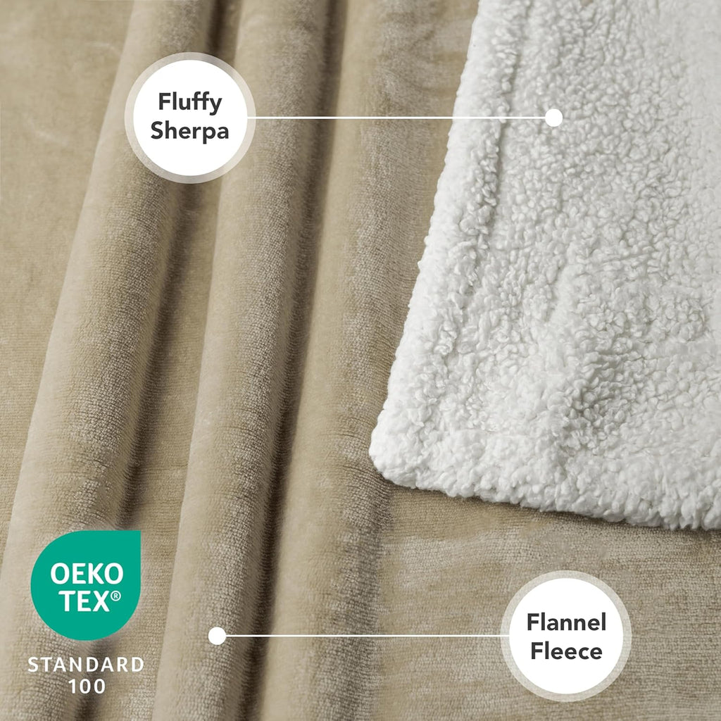 Dog Blanket for Large Medium Pets Cats, 80X60 Twin Size XL, Taupe | 460 GSM, Soft Sherpa Fleece Throw, Reversible Plush Couch Cover Protector Crate Carrier Sofa Bed Car Seat, Machine Washable
