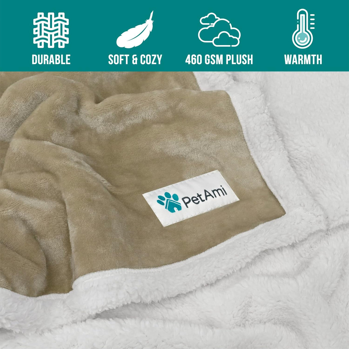 Dog Blanket for Large Medium Pets Cats, 80X60 Twin Size XL, Taupe | 460 GSM, Soft Sherpa Fleece Throw, Reversible Plush Couch Cover Protector Crate Carrier Sofa Bed Car Seat, Machine Washable