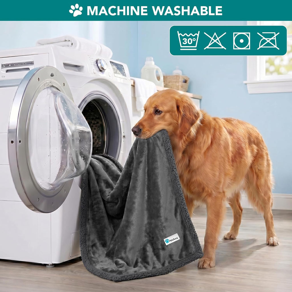 Dog Blanket Small Medium Pet Cat Puppy Kitten, 40X29 Mini Solid Gray | 460 GSM, Soft Sherpa Fleece Throw, Reversible Plush Couch Cover Protector Crate Carrier Sofa Bed Car Seat, Machine Washable