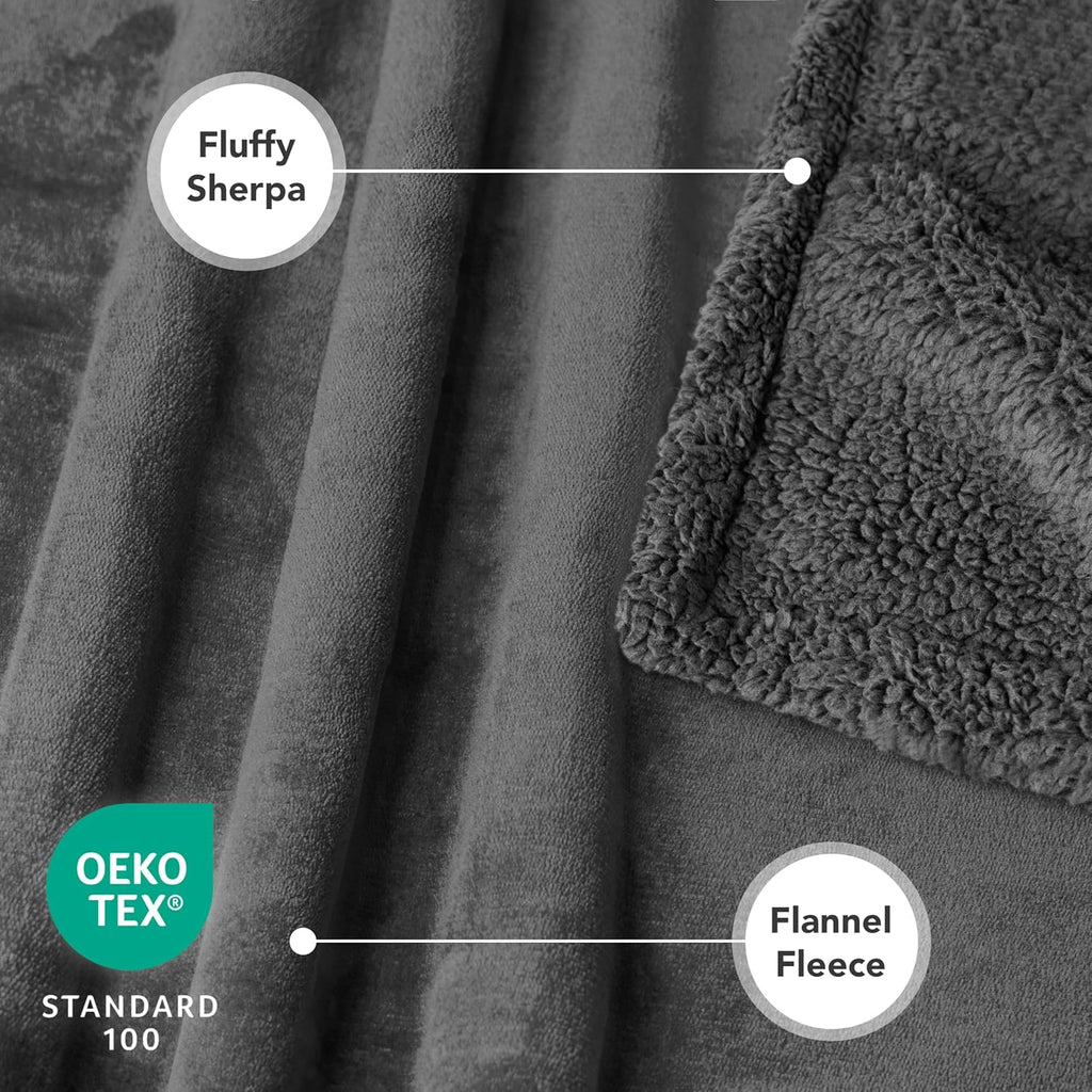 Dog Blanket Small Medium Pet Cat Puppy Kitten, 40X29 Mini Solid Gray | 460 GSM, Soft Sherpa Fleece Throw, Reversible Plush Couch Cover Protector Crate Carrier Sofa Bed Car Seat, Machine Washable
