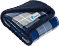 Dog Blanket for Large Medium Pet Cat, 80X60 Twin XL, Plaid Navy Blue | 460 GSM, Soft Sherpa Fleece Throw, Reversible Plush Couch Cover Protector Crate Carrier Sofa Bed Car Seat, Machine Washable