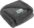 Dog Blanket Small Medium Pet Cat Puppy Kitten, 40X29 Mini Solid Gray | 460 GSM, Soft Sherpa Fleece Throw, Reversible Plush Couch Cover Protector Crate Carrier Sofa Bed Car Seat, Machine Washable