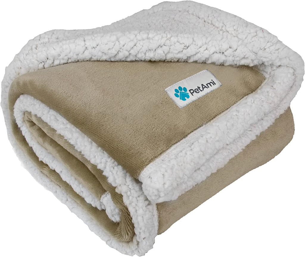 Dog Blanket for Large Medium Pets Cats, 80X60 Twin Size XL, Taupe | 460 GSM, Soft Sherpa Fleece Throw, Reversible Plush Couch Cover Protector Crate Carrier Sofa Bed Car Seat, Machine Washable