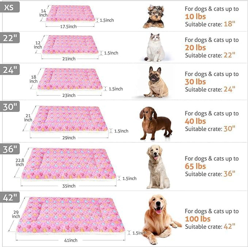 Dog Crate Pad Bed Ultra Soft Pet Mat Star Print Pink 29 X 21 Inch | Washable Crate Mat for Small Medium Large Dogs, Reversible Fleece Dog Crate Kennel Mat Flat Cat Bed Liner