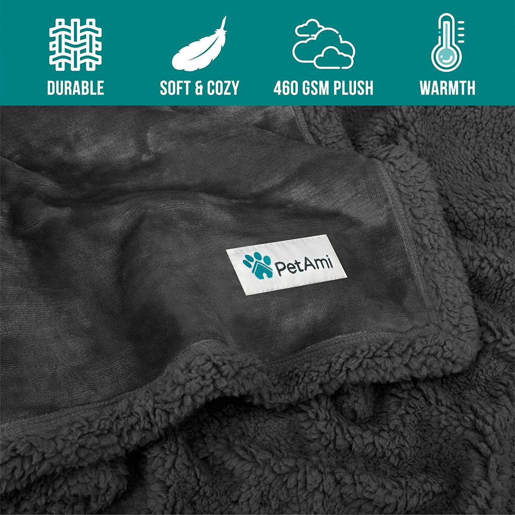 Dog Blanket Small Medium Pet Cat Puppy Kitten, 40X29 Mini Solid Gray | 460 GSM, Soft Sherpa Fleece Throw, Reversible Plush Couch Cover Protector Crate Carrier Sofa Bed Car Seat, Machine Washable