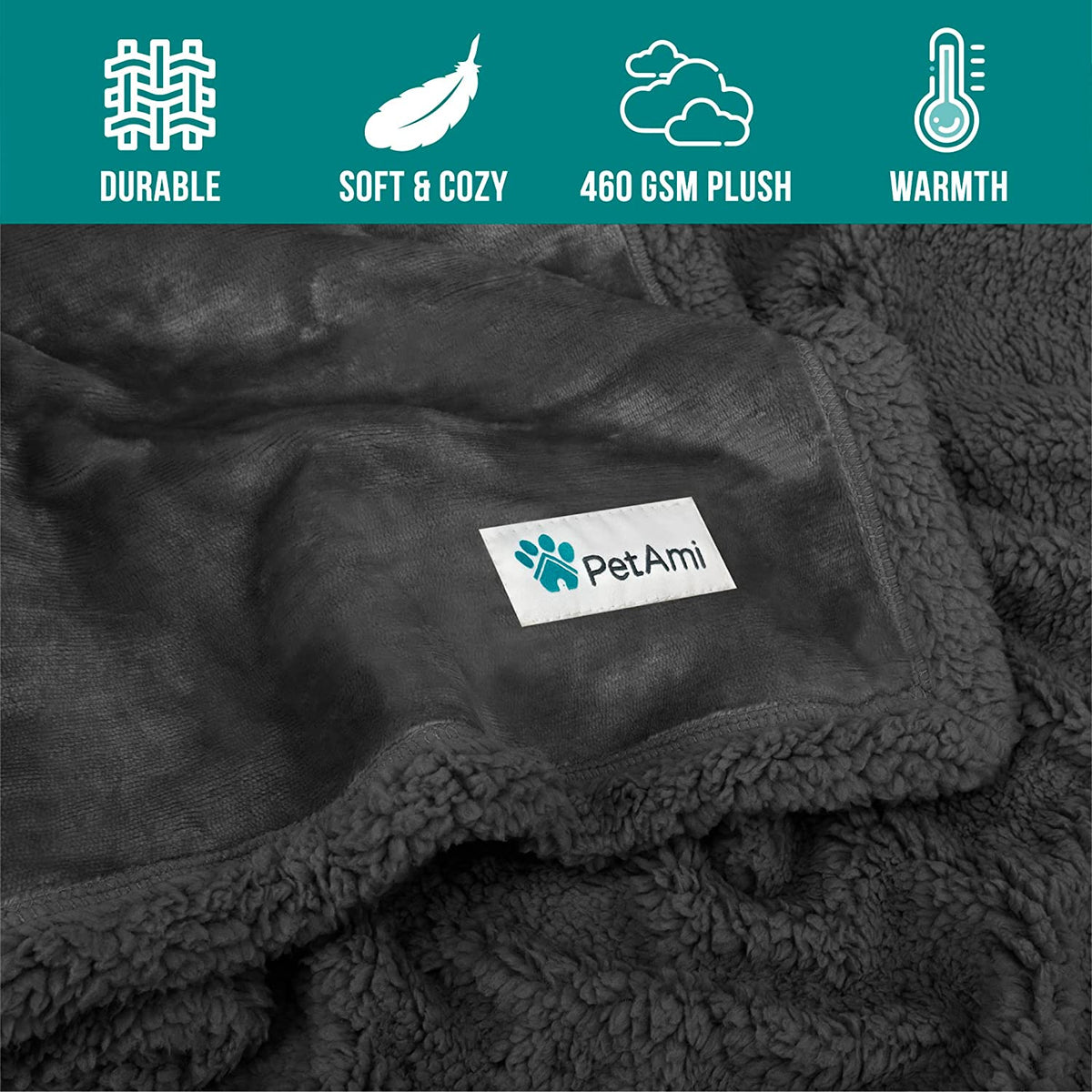 Dog Blanket Small Medium Pet Cat Puppy Kitten, 40X29 Mini Solid Gray | 460 GSM, Soft Sherpa Fleece Throw, Reversible Plush Couch Cover Protector Crate Carrier Sofa Bed Car Seat, Machine Washable